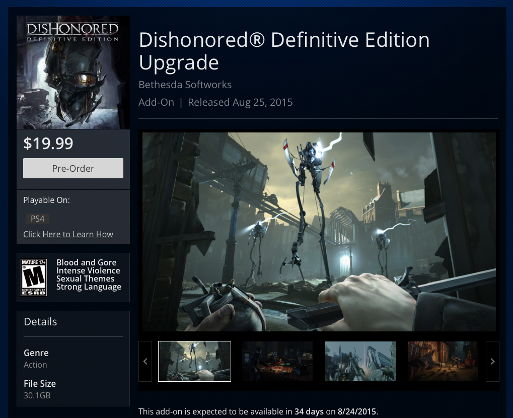 Улучшить Dishonored до Definitive Edition можно будет за полцены - Изображение 1 Улучшить Dishonored до Definitive Edition можно будет за полцены - Изображение 1